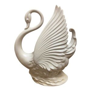 Vintage White Porcelain Swan Flower Pot Lamp By Maddux Of California Working MCM